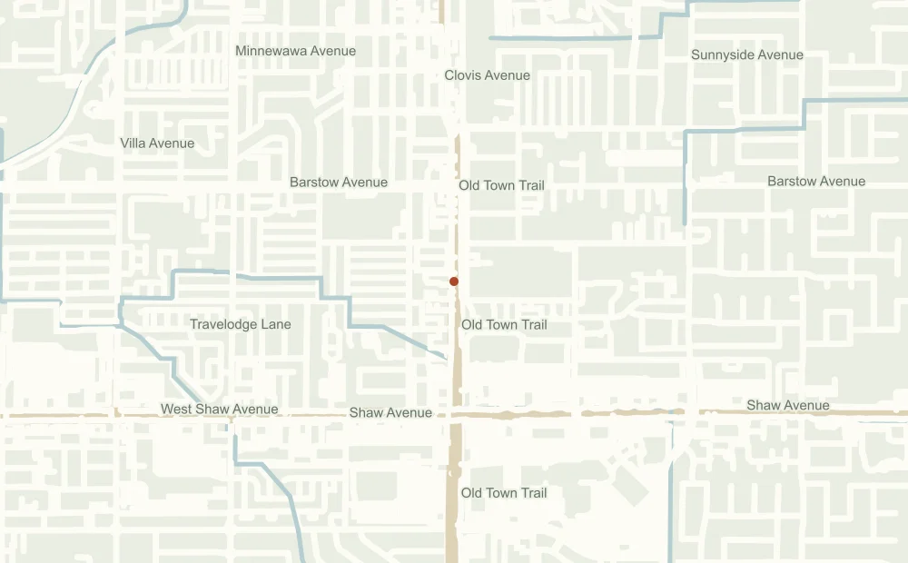 Street map showing the approximate address position of All American Live Scan