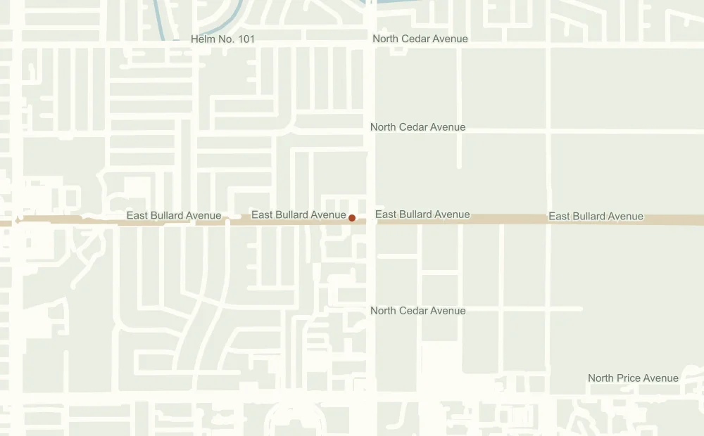 Street map showing the approximate address position of Live Scan Fresno
