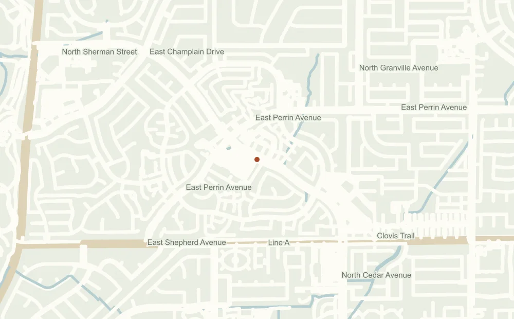 Street map showing the approximate address position of Postal Express & Gifts